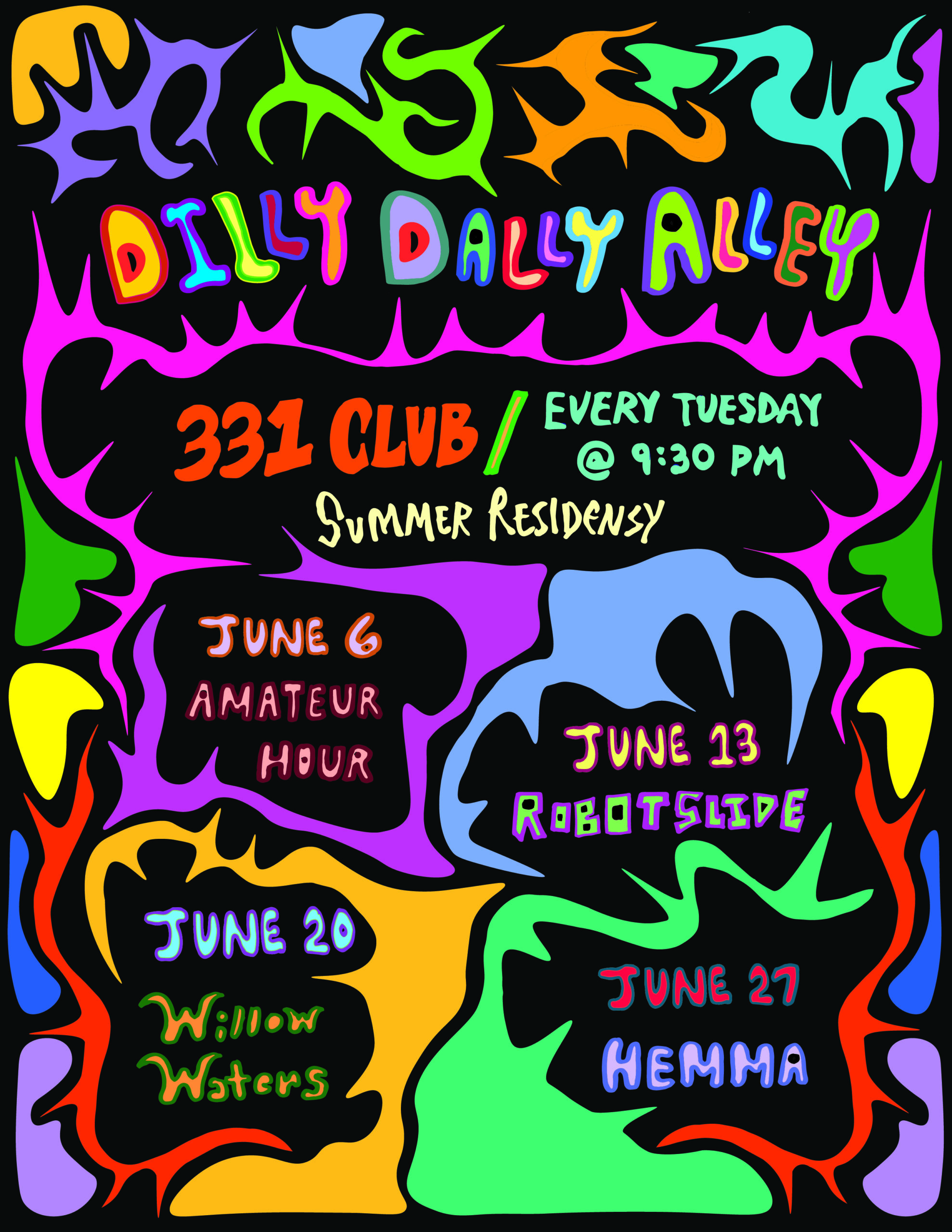 Dilly Dally Alley Poster.Black